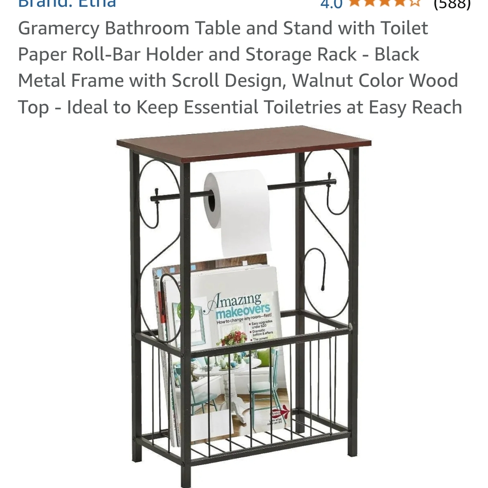 TNA Bathroom Table and Stand with Toilet Paper Holder - Black and Walnut
